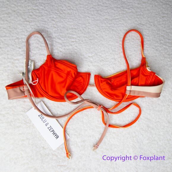 New! Set! Zulu & Zephyr Free People Tie Curve Brief Bikini, size 4 - Picture 6 of 13